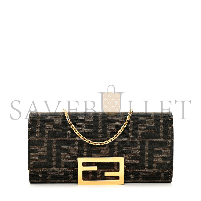 F**di zucca vitello continental wallet on chain tobacco (18.5*9.5*3cm)